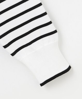 Feroux ロゴ刺繍ニット カーディガン ホワイト系ボーダー