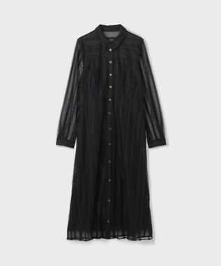 GRACE CONTINENTAL ストライプレースシャツワンピース ブラック