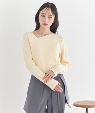 earth music&ecology アシメネックリブプルオーバー Light Yellow