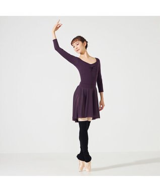 Chacott 8分袖レオタード ブラックベリー