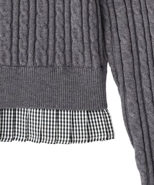 earth music&ecology 【予約】プリーツレイヤーケーブルニットカーディガン Gray