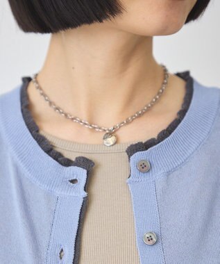 AMERICAN HOLIC 配色フリルレイヤードカーディガン Blue