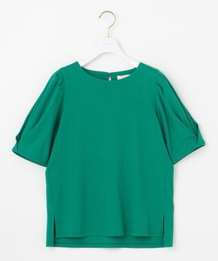 ANY SIS S 【撥水・汗ジミ防止・UVケア・洗える】スーピマスムース 袖タック Tシャツ グリーン