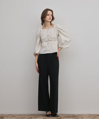 GRACE CONTINENTAL ラメドットタフタジャガードトップ キナリ