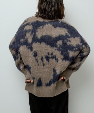 Green Parks アニマル柄カーディガン Charcoal Gray