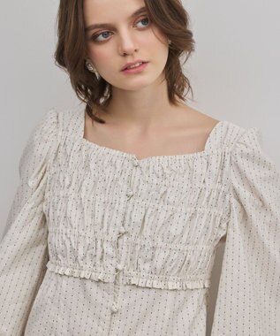 GRACE CONTINENTAL ラメドットタフタジャガードトップ キナリ