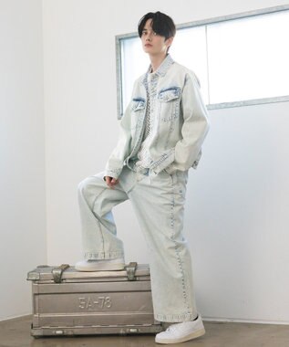 CRAFT STANDARD BOUTIQUE ハイブリーチケミカル加工デニムワイドパンツ Light Indigo