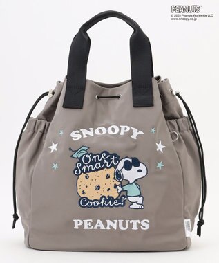Y'SACCS SNOOPYデザイン 2way巾着トート(クッキー） グレー