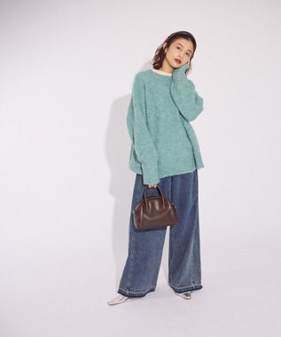 Green Parks ブークレＭＩＸニットチュニック Sax