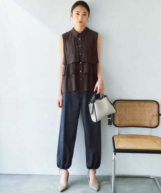 組曲 L ポリエステルレーヨンツイル パンツ ネイビー系