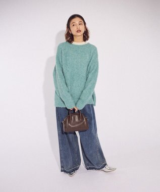 Green Parks ブークレＭＩＸニットチュニック Sax