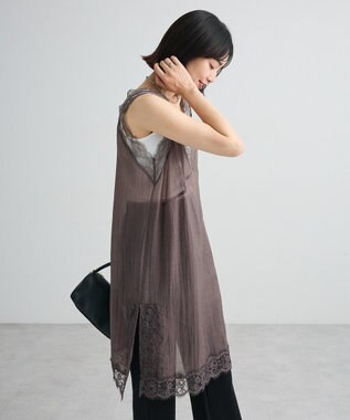 Green Parks レースチュニックキャミ Charcoal Gray