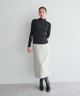 YECCA VECCA ラメ混ハイネックリブニット Black