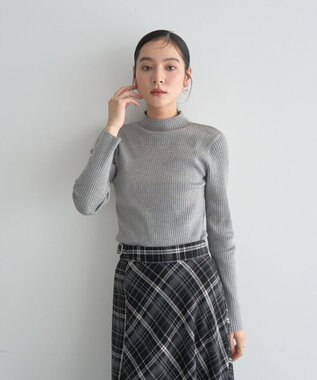 YECCA VECCA ラメ混ハイネックリブニット Gray
