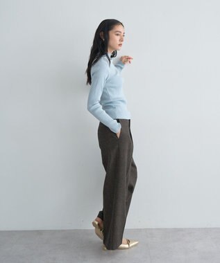 YECCA VECCA ラメ混ハイネックリブニット Sax