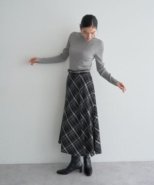 YECCA VECCA ラメ混ハイネックリブニット Gray