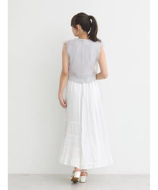 earth music&ecology チュールドッキングノースリカーディガン Light Gray