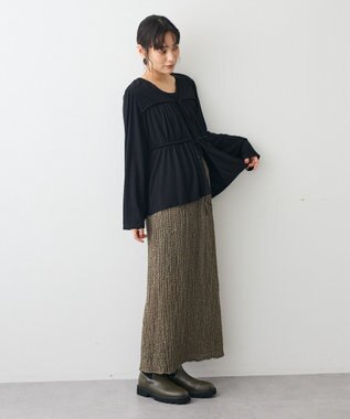 CRAFT STANDARD BOUTIQUE シャーリングジャガードスカート Khaki