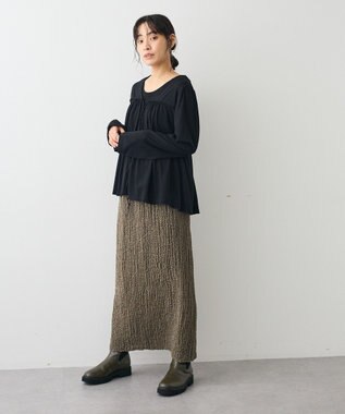 CRAFT STANDARD BOUTIQUE シャーリングジャガードスカート Khaki