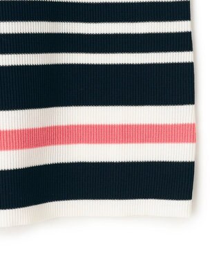 23区 L 【Oggi4月号掲載/洗える】ラスターコットンポリエステル ニット ネイビーxオフホワイトボーダー