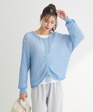 Green Parks ＳＥＴ２点２ｗａｙシャーリングニット＋インナー Sax