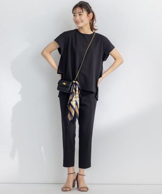 組曲 【吸湿・冷感・UVケア】スタイルアップジャージー パンツ ブラック系