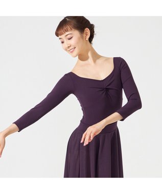 Chacott 8分袖レオタード ブラックベリー