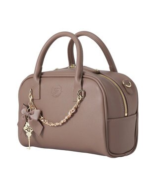 Maison de FLEUR チャーム付きスクエアボストンバッグ Brown