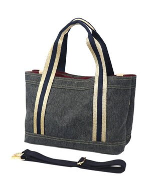 Regalo Felice 【撥水 / 色落ちしないデニム調生地 / ショルダー付】2層トート / REGALO BK(ブラック×ゴールドネイビー)