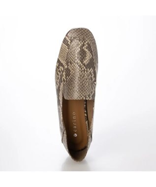 MODE ET JACOMO <carino>スクエアトゥフラットシューズ ベージュヘビ