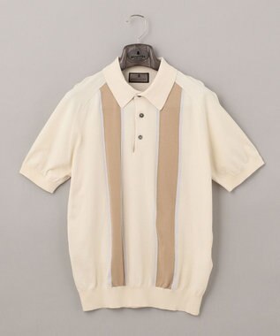 GOTAIRIKU ニットポロ_ストライプ ベージュ系1