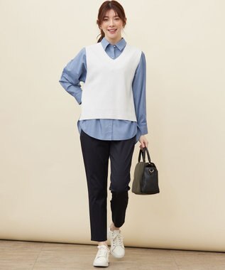 ANY SIS L 【UVケア】イージーケアドルマン シャツ シャンブレーブルー