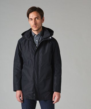 GOTAIRIKU 【ビジネスで着用可】メランジシャンブレー フーデッドブルゾン グレー系