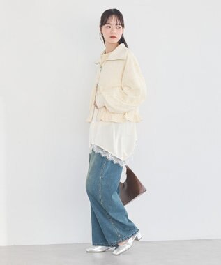 earth music&ecology 【WEB・一部店舗限定】レースリバーシブルブルゾン Ivory