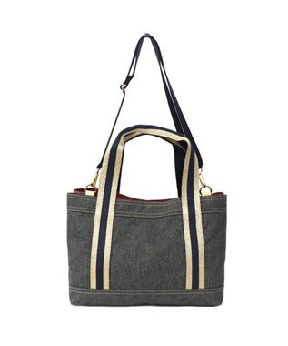 Regalo Felice 【撥水 / 色落ちしないデニム調生地 / ショルダー付】2層トート / REGALO BK(ブラック×ゴールドネイビー)