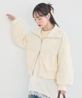 earth music&ecology 【WEB・一部店舗限定】レースリバーシブルブルゾン Ivory