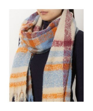 UNBILLION カシュネ cache nez / 太フリンジハーフチェックストール オレンジ