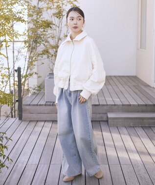 earth music&ecology 【WEB・一部店舗限定】レースリバーシブルブルゾン Ivory