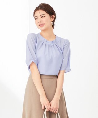 ANY SIS 【美人百花6月号掲載】シアーストライプ ブラウス ライトブルー