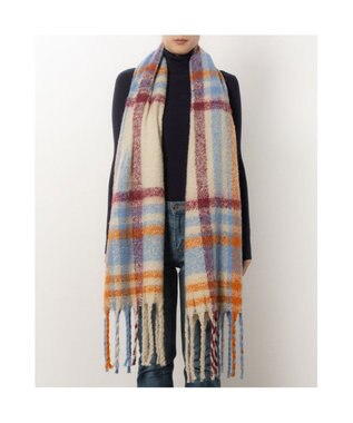 UNBILLION カシュネ cache nez / 太フリンジハーフチェックストール オレンジ
