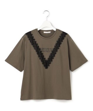 ICB L レースコンビ ロゴTシャツ スティールカーキ