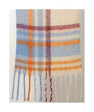 UNBILLION カシュネ cache nez / 太フリンジハーフチェックストール オレンジ