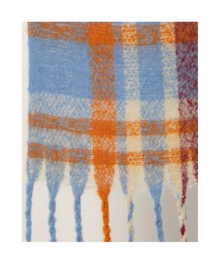 UNBILLION カシュネ cache nez / 太フリンジハーフチェックストール オレンジ