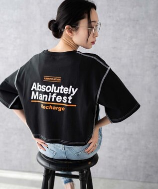 WEGO アウトステッチグラフィックショートT ブラック