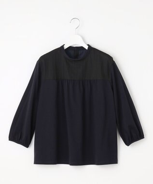 J.PRESS LADIES L 【洗える】プレーティングジャージー モックネックカットソー ネイビー系