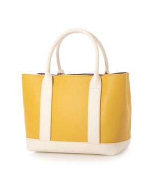 UNBILLION 【テレビ ドラマ着用アイテム】cachecache ショルダー付きパーテーション合成皮革トート イエローミックス