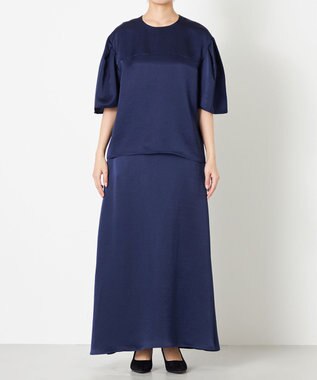 NAVE 【ReNAVE】タンブラーサテン ブラウス ネイビー系