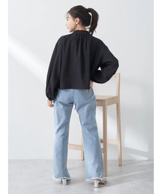 earth music&ecology カフタンフリルブラウス Black