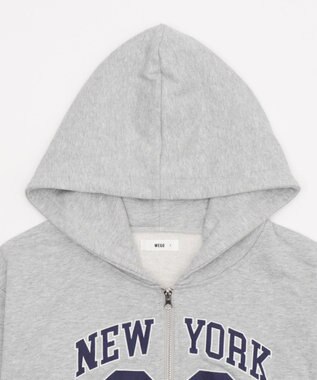 WEGO グラフィックショートZIPパーカー 杢グレー