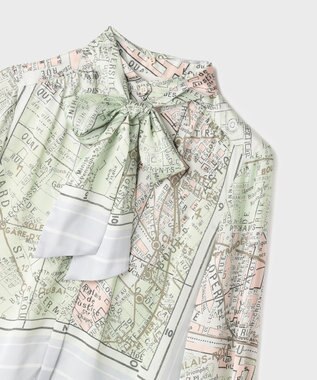 GRACE CONTINENTAL パリスカーフプリントブラウス グレー